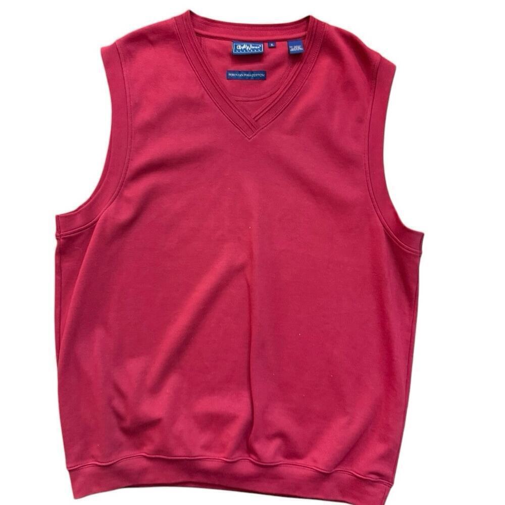 Bobby Jones Men's Red 100% Cotton V-Neck Sweater Golf Vest Size XL